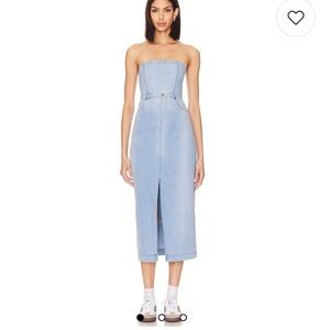 Free people Chambray Strapless Midi Dress Sz-6